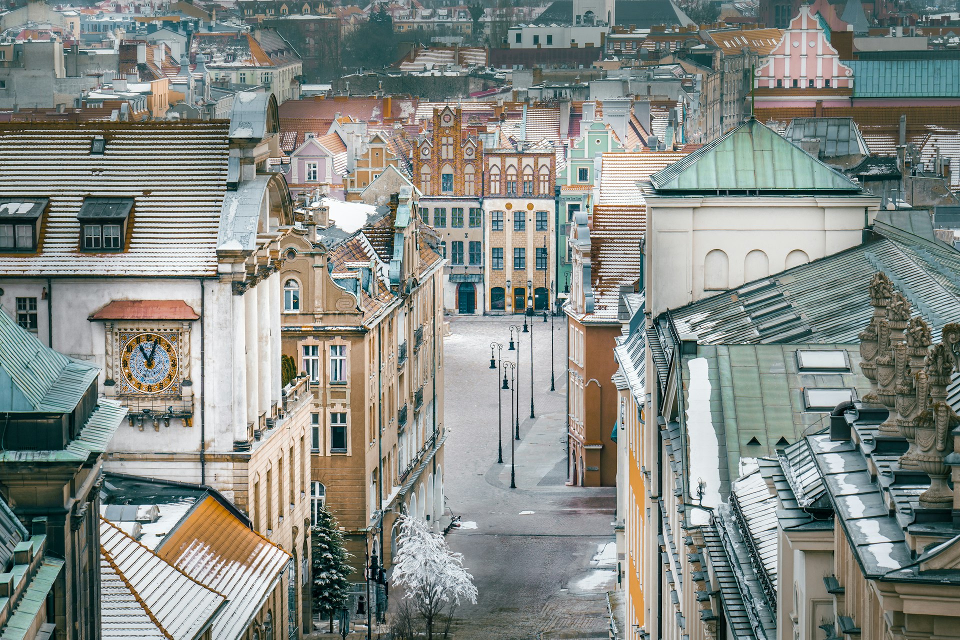 a view of a city from the top of a building