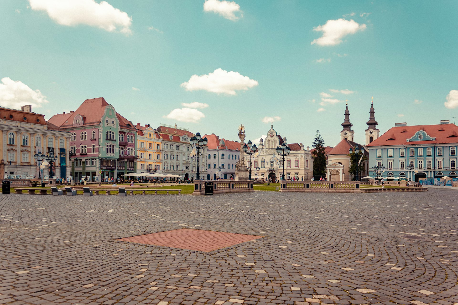 a cobblestone street in a european city