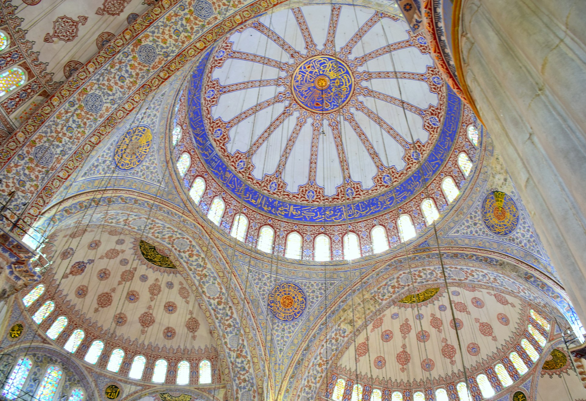 blue and brown floral ceiling