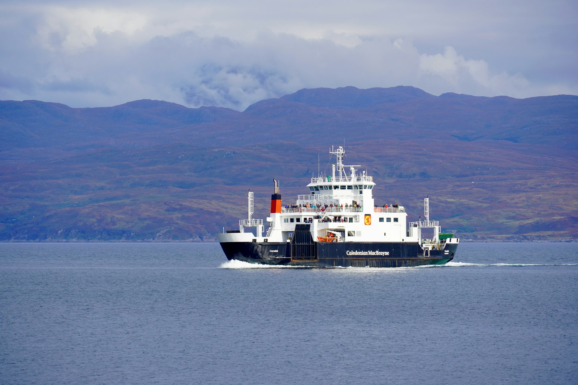 A large boat traveling across a large body of water