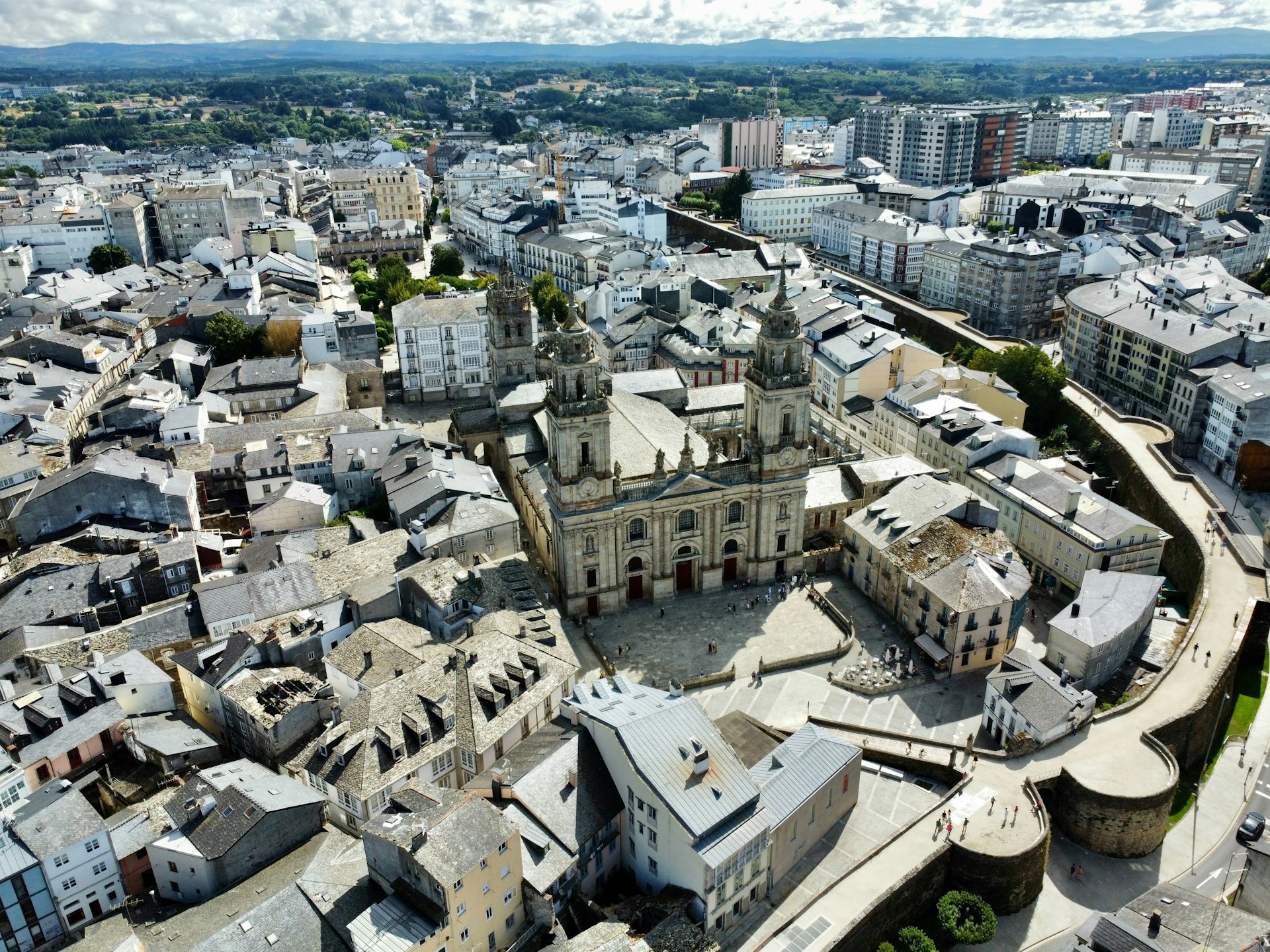 An aerial view of a large city with lots of buildings