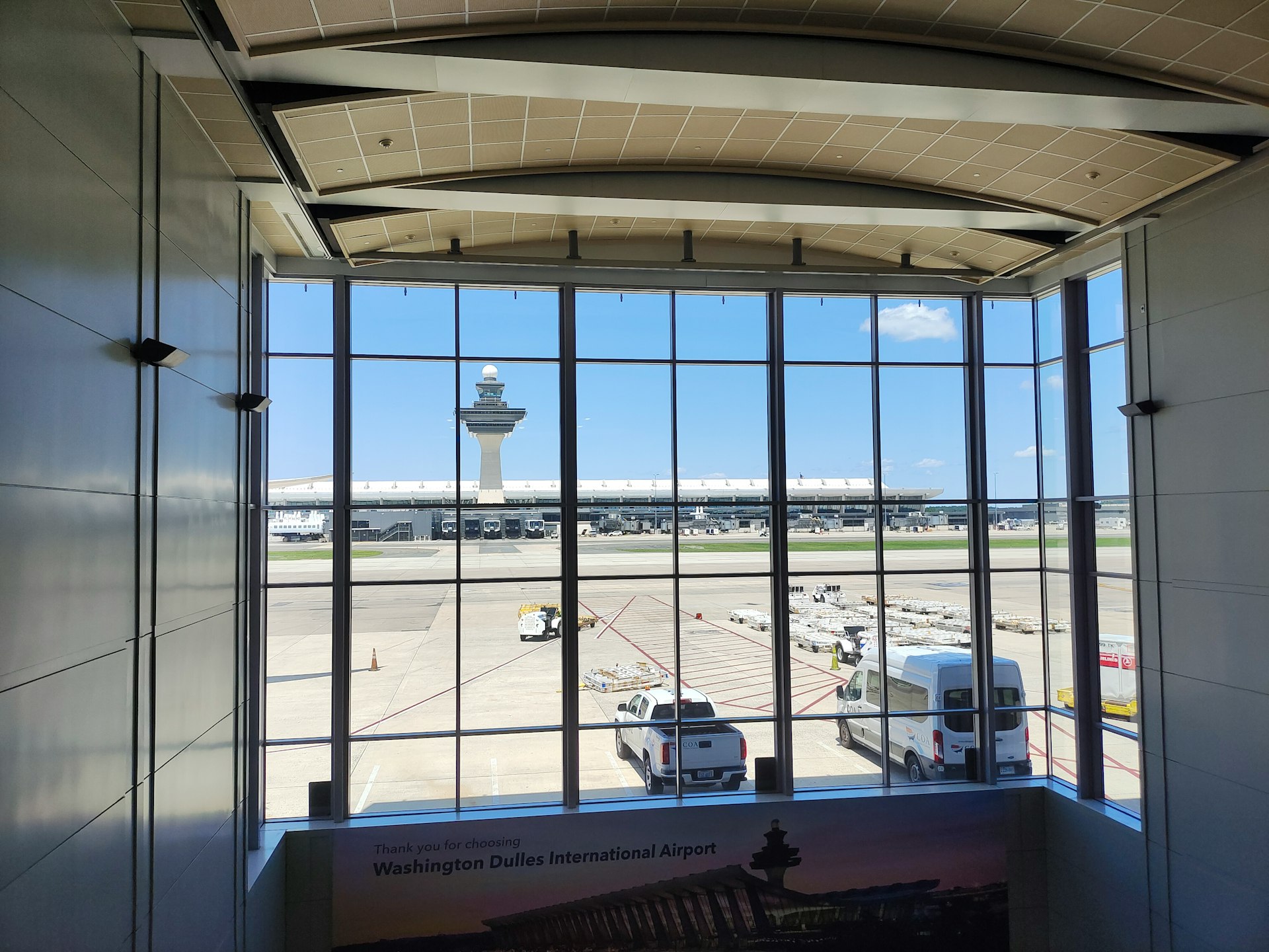 a view of an airport through a window