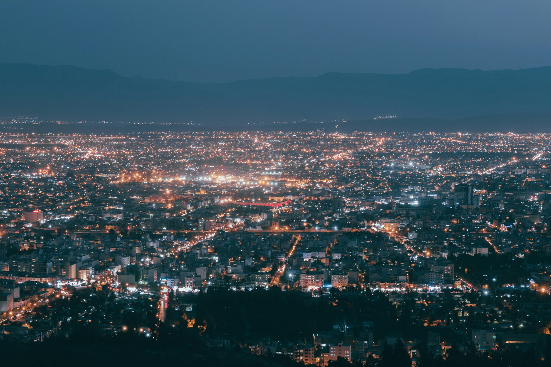 city lights during night time