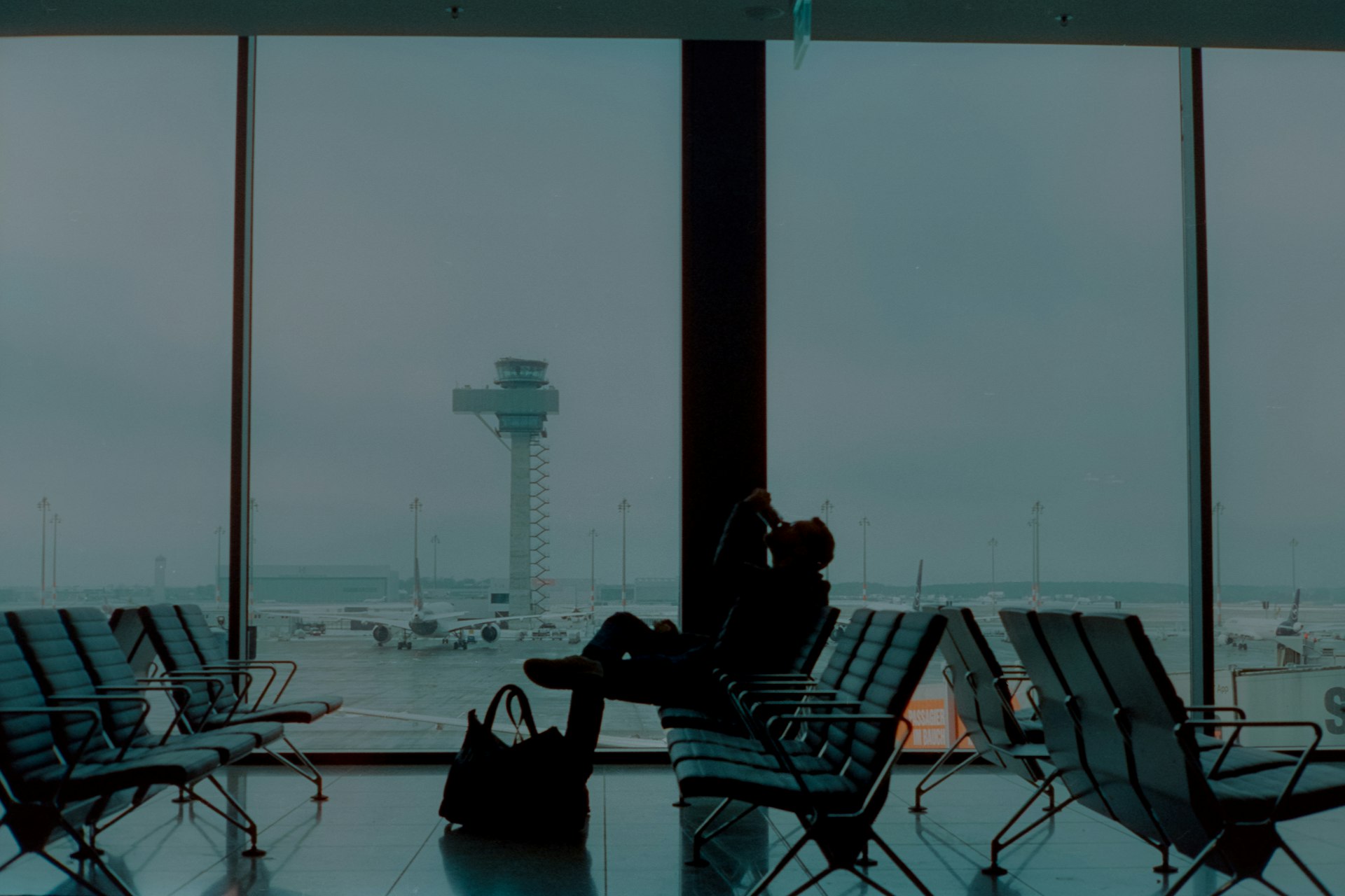 A couple of chairs sitting in front of a window
